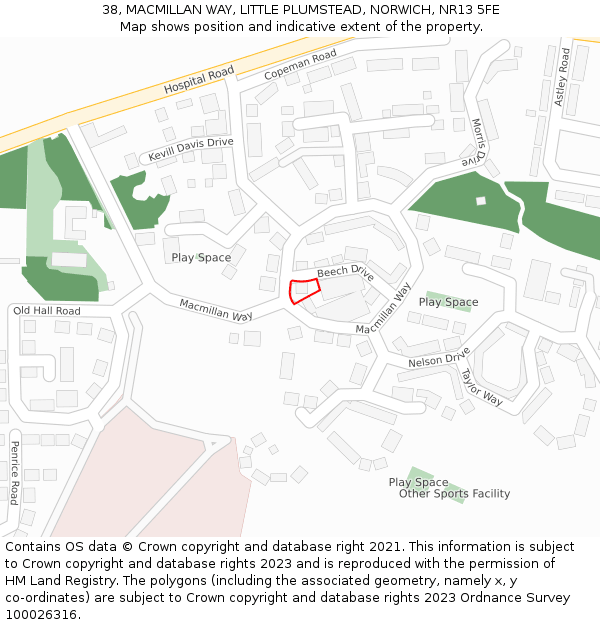 38, MACMILLAN WAY, LITTLE PLUMSTEAD, NORWICH, NR13 5FE: Location map and indicative extent of plot