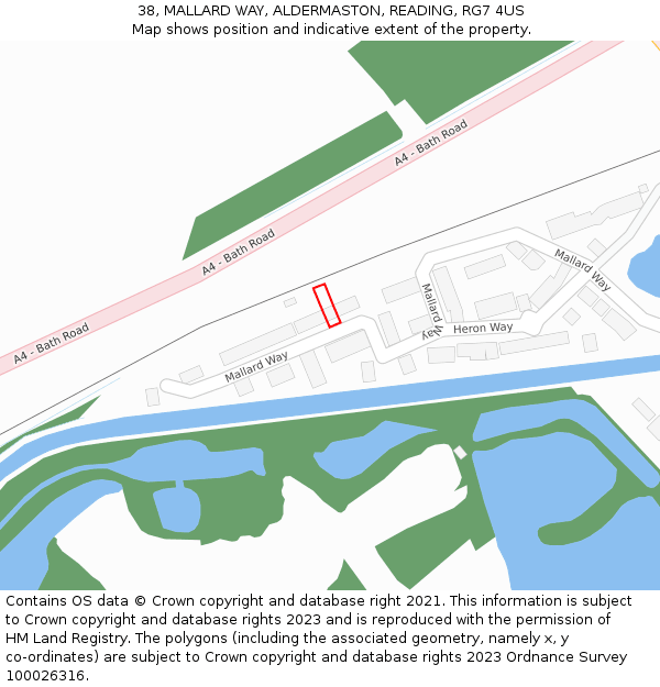 38, MALLARD WAY, ALDERMASTON, READING, RG7 4US: Location map and indicative extent of plot