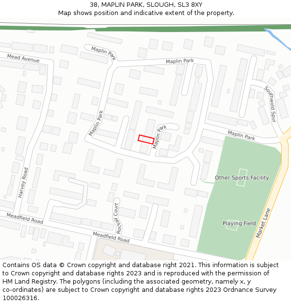38, MAPLIN PARK, SLOUGH, SL3 8XY: Location map and indicative extent of plot