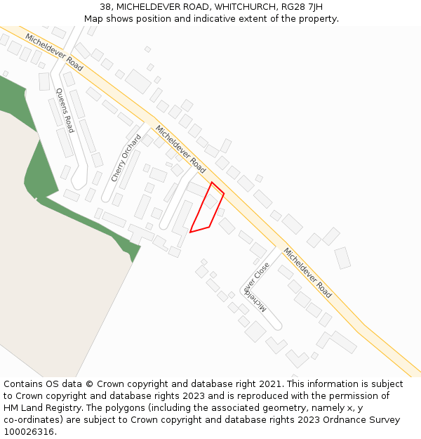 38, MICHELDEVER ROAD, WHITCHURCH, RG28 7JH: Location map and indicative extent of plot