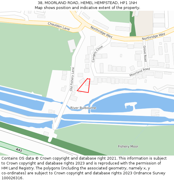 38, MOORLAND ROAD, HEMEL HEMPSTEAD, HP1 1NH: Location map and indicative extent of plot