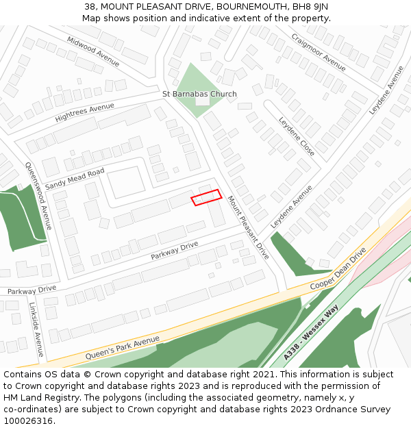 38, MOUNT PLEASANT DRIVE, BOURNEMOUTH, BH8 9JN: Location map and indicative extent of plot