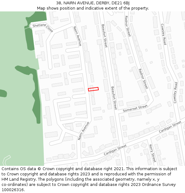 38, NAIRN AVENUE, DERBY, DE21 6BJ: Location map and indicative extent of plot