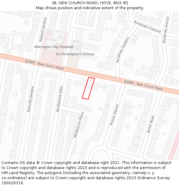38, NEW CHURCH ROAD, HOVE, BN3 4FJ: Location map and indicative extent of plot