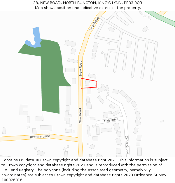 38, NEW ROAD, NORTH RUNCTON, KING'S LYNN, PE33 0QR: Location map and indicative extent of plot