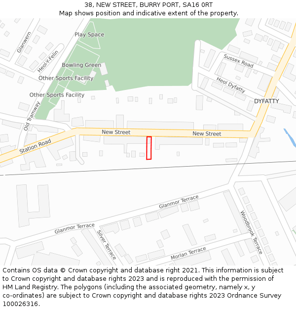 38, NEW STREET, BURRY PORT, SA16 0RT: Location map and indicative extent of plot