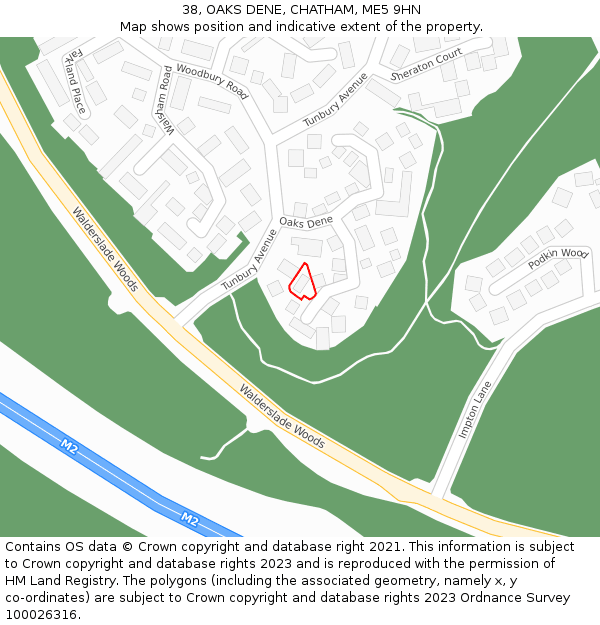 38, OAKS DENE, CHATHAM, ME5 9HN: Location map and indicative extent of plot