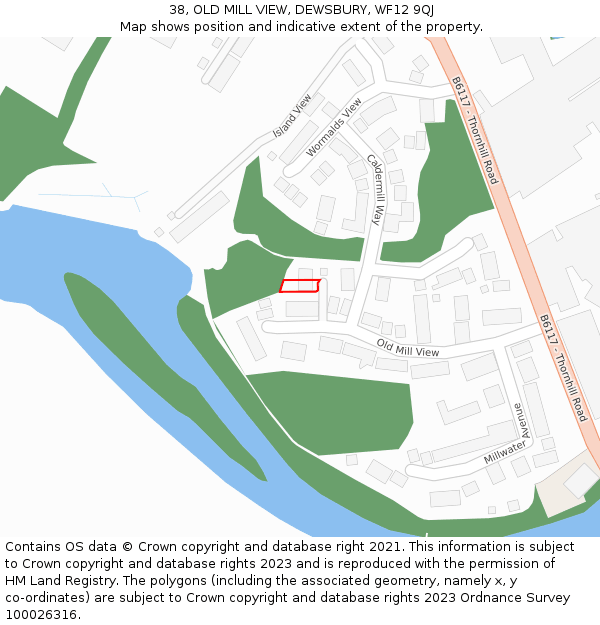 38, OLD MILL VIEW, DEWSBURY, WF12 9QJ: Location map and indicative extent of plot