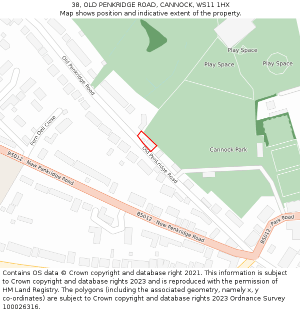 38, OLD PENKRIDGE ROAD, CANNOCK, WS11 1HX: Location map and indicative extent of plot