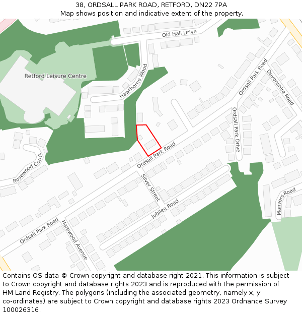 38, ORDSALL PARK ROAD, RETFORD, DN22 7PA: Location map and indicative extent of plot