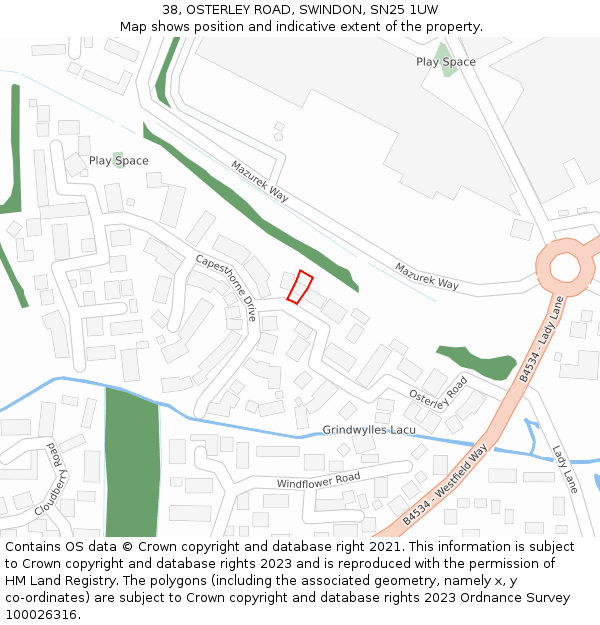 38, OSTERLEY ROAD, SWINDON, SN25 1UW: Location map and indicative extent of plot