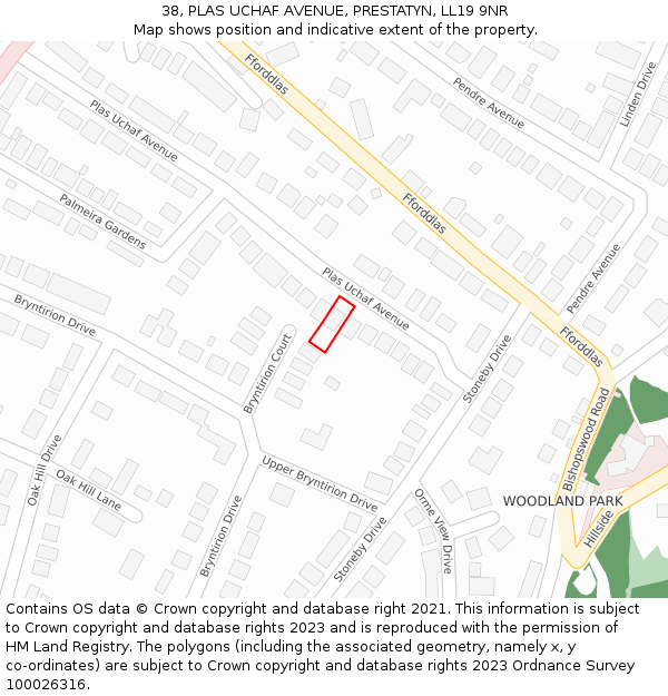 38, PLAS UCHAF AVENUE, PRESTATYN, LL19 9NR: Location map and indicative extent of plot