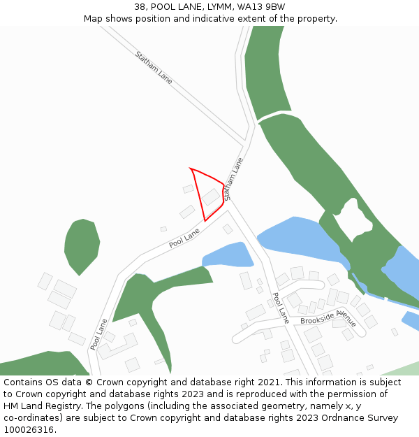 38, POOL LANE, LYMM, WA13 9BW: Location map and indicative extent of plot