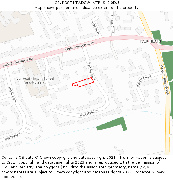 38, POST MEADOW, IVER, SL0 0DU: Location map and indicative extent of plot