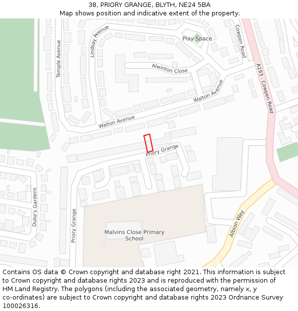 38, PRIORY GRANGE, BLYTH, NE24 5BA: Location map and indicative extent of plot