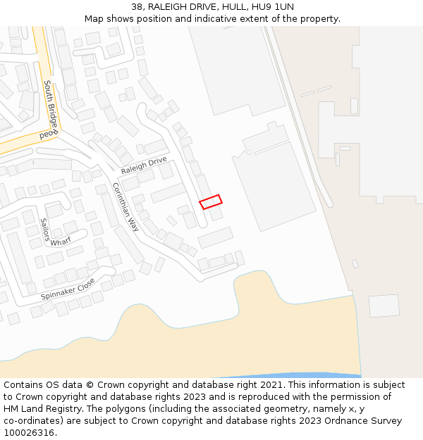 38, RALEIGH DRIVE, HULL, HU9 1UN: Location map and indicative extent of plot