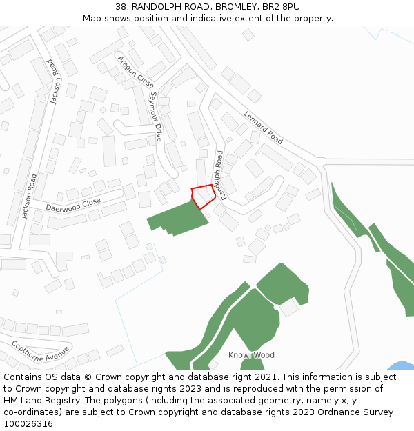 38, RANDOLPH ROAD, BROMLEY, BR2 8PU: Location map and indicative extent of plot