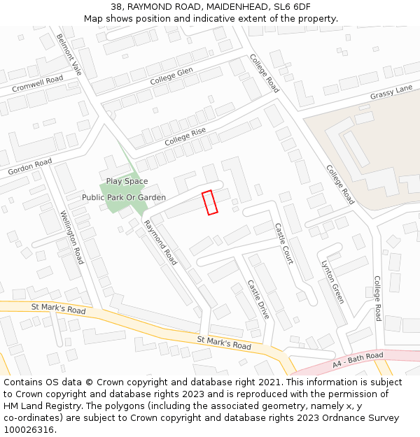 38, RAYMOND ROAD, MAIDENHEAD, SL6 6DF: Location map and indicative extent of plot