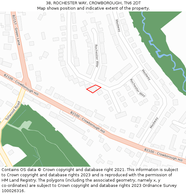 38, ROCHESTER WAY, CROWBOROUGH, TN6 2DT: Location map and indicative extent of plot