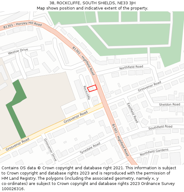 38, ROCKCLIFFE, SOUTH SHIELDS, NE33 3JH: Location map and indicative extent of plot