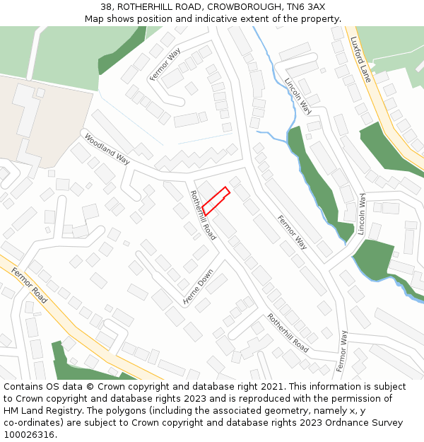 38, ROTHERHILL ROAD, CROWBOROUGH, TN6 3AX: Location map and indicative extent of plot