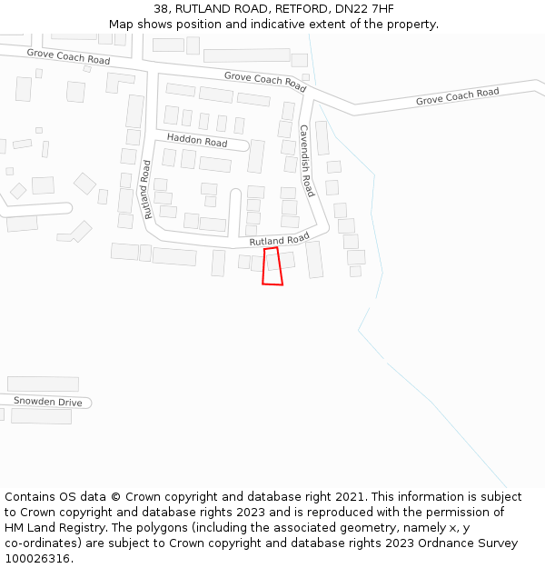 38, RUTLAND ROAD, RETFORD, DN22 7HF: Location map and indicative extent of plot