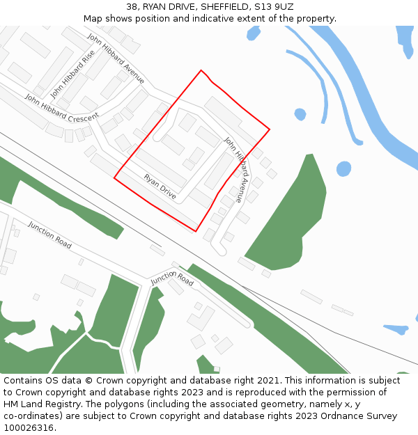 38, RYAN DRIVE, SHEFFIELD, S13 9UZ: Location map and indicative extent of plot