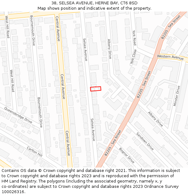 38, SELSEA AVENUE, HERNE BAY, CT6 8SD: Location map and indicative extent of plot