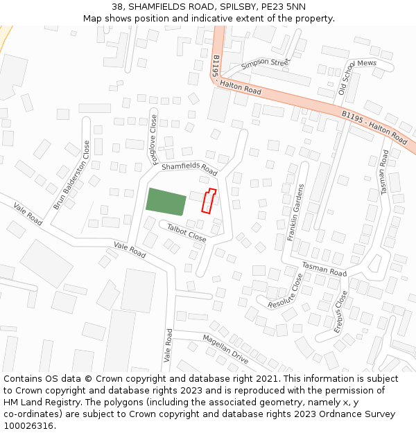 38, SHAMFIELDS ROAD, SPILSBY, PE23 5NN: Location map and indicative extent of plot