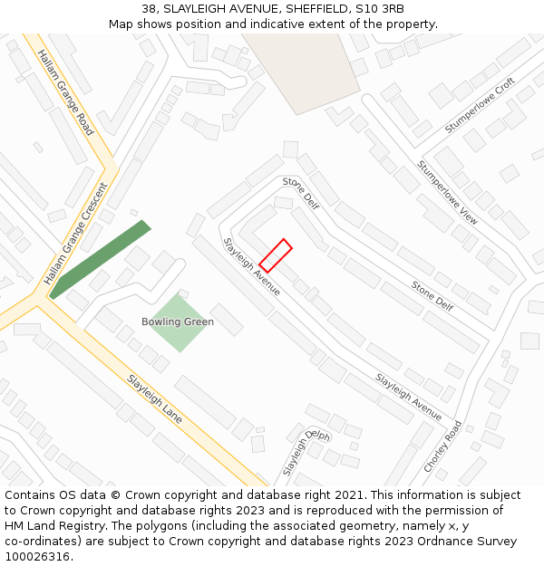 38, SLAYLEIGH AVENUE, SHEFFIELD, S10 3RB: Location map and indicative extent of plot