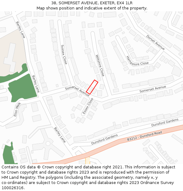 38, SOMERSET AVENUE, EXETER, EX4 1LR: Location map and indicative extent of plot