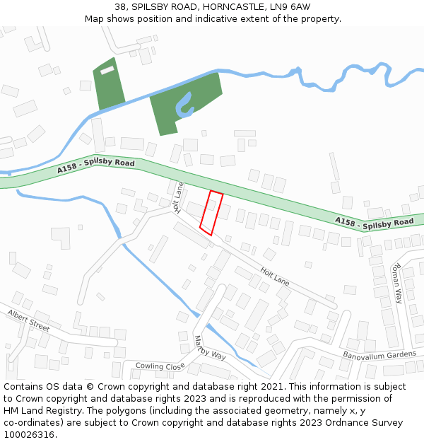 38, SPILSBY ROAD, HORNCASTLE, LN9 6AW: Location map and indicative extent of plot