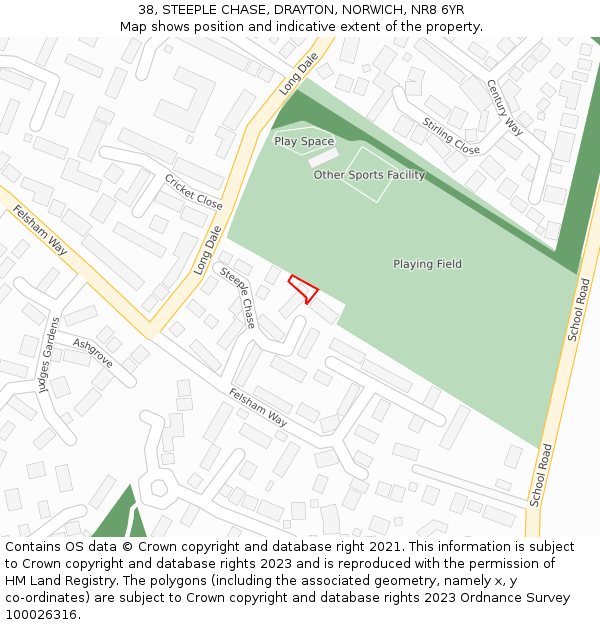 38, STEEPLE CHASE, DRAYTON, NORWICH, NR8 6YR: Location map and indicative extent of plot