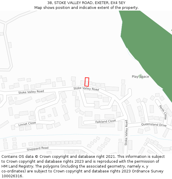 38, STOKE VALLEY ROAD, EXETER, EX4 5EY: Location map and indicative extent of plot