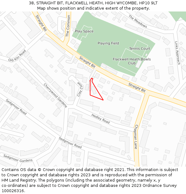 38, STRAIGHT BIT, FLACKWELL HEATH, HIGH WYCOMBE, HP10 9LT: Location map and indicative extent of plot