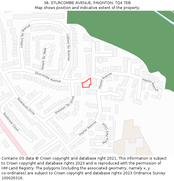 38, STURCOMBE AVENUE, PAIGNTON, TQ4 7EB: Location map and indicative extent of plot