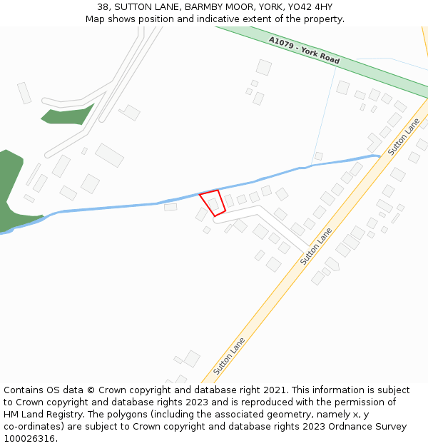 38, SUTTON LANE, BARMBY MOOR, YORK, YO42 4HY: Location map and indicative extent of plot