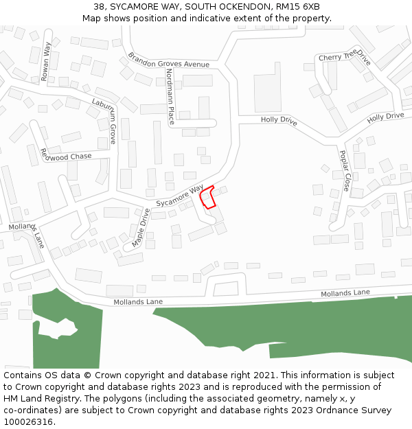 38, SYCAMORE WAY, SOUTH OCKENDON, RM15 6XB: Location map and indicative extent of plot