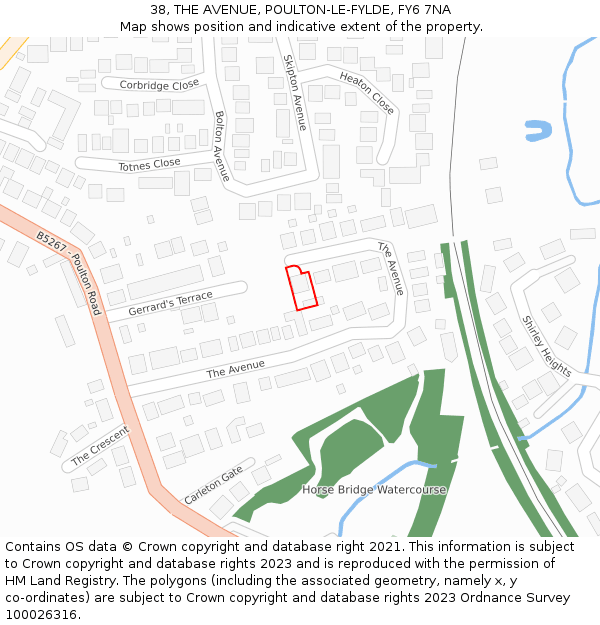 38, THE AVENUE, POULTON-LE-FYLDE, FY6 7NA: Location map and indicative extent of plot