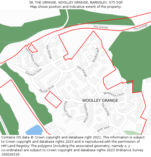 38, THE GRANGE, WOOLLEY GRANGE, BARNSLEY, S75 5QP: Location map and indicative extent of plot