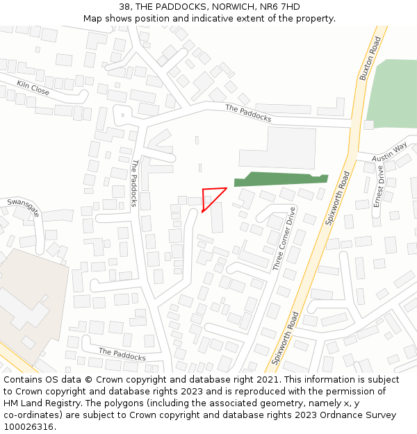 38, THE PADDOCKS, NORWICH, NR6 7HD: Location map and indicative extent of plot