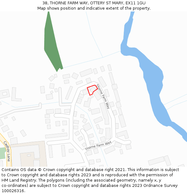 38, THORNE FARM WAY, OTTERY ST MARY, EX11 1GU: Location map and indicative extent of plot