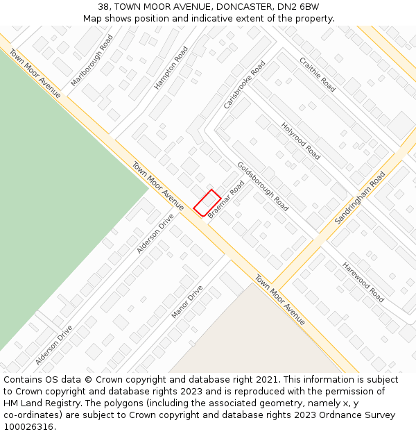 38, TOWN MOOR AVENUE, DONCASTER, DN2 6BW: Location map and indicative extent of plot