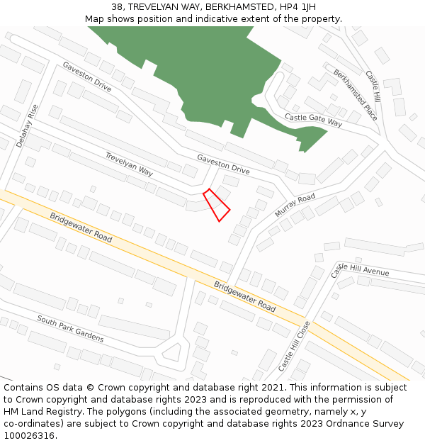 38, TREVELYAN WAY, BERKHAMSTED, HP4 1JH: Location map and indicative extent of plot