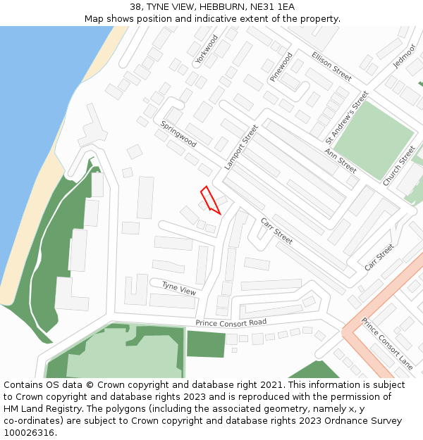 38, TYNE VIEW, HEBBURN, NE31 1EA: Location map and indicative extent of plot