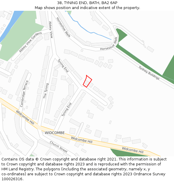 38, TYNING END, BATH, BA2 6AP: Location map and indicative extent of plot