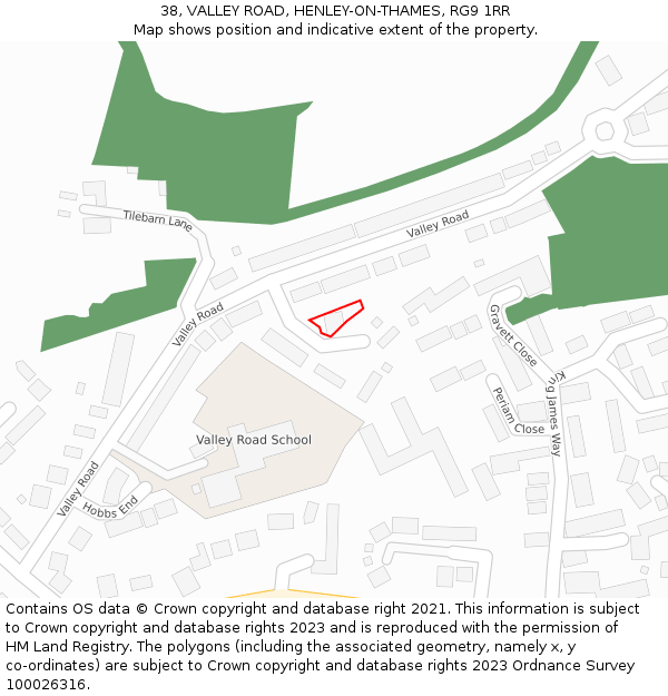 38, VALLEY ROAD, HENLEY-ON-THAMES, RG9 1RR: Location map and indicative extent of plot