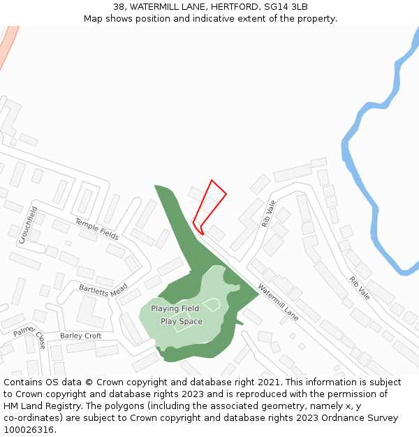 38, WATERMILL LANE, HERTFORD, SG14 3LB: Location map and indicative extent of plot