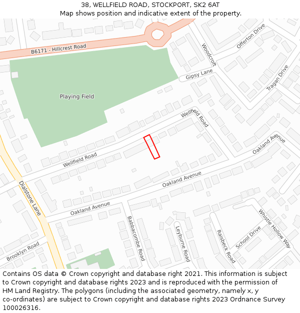 38, WELLFIELD ROAD, STOCKPORT, SK2 6AT: Location map and indicative extent of plot