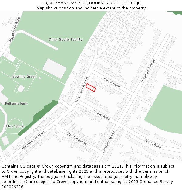 38, WEYMANS AVENUE, BOURNEMOUTH, BH10 7JP: Location map and indicative extent of plot